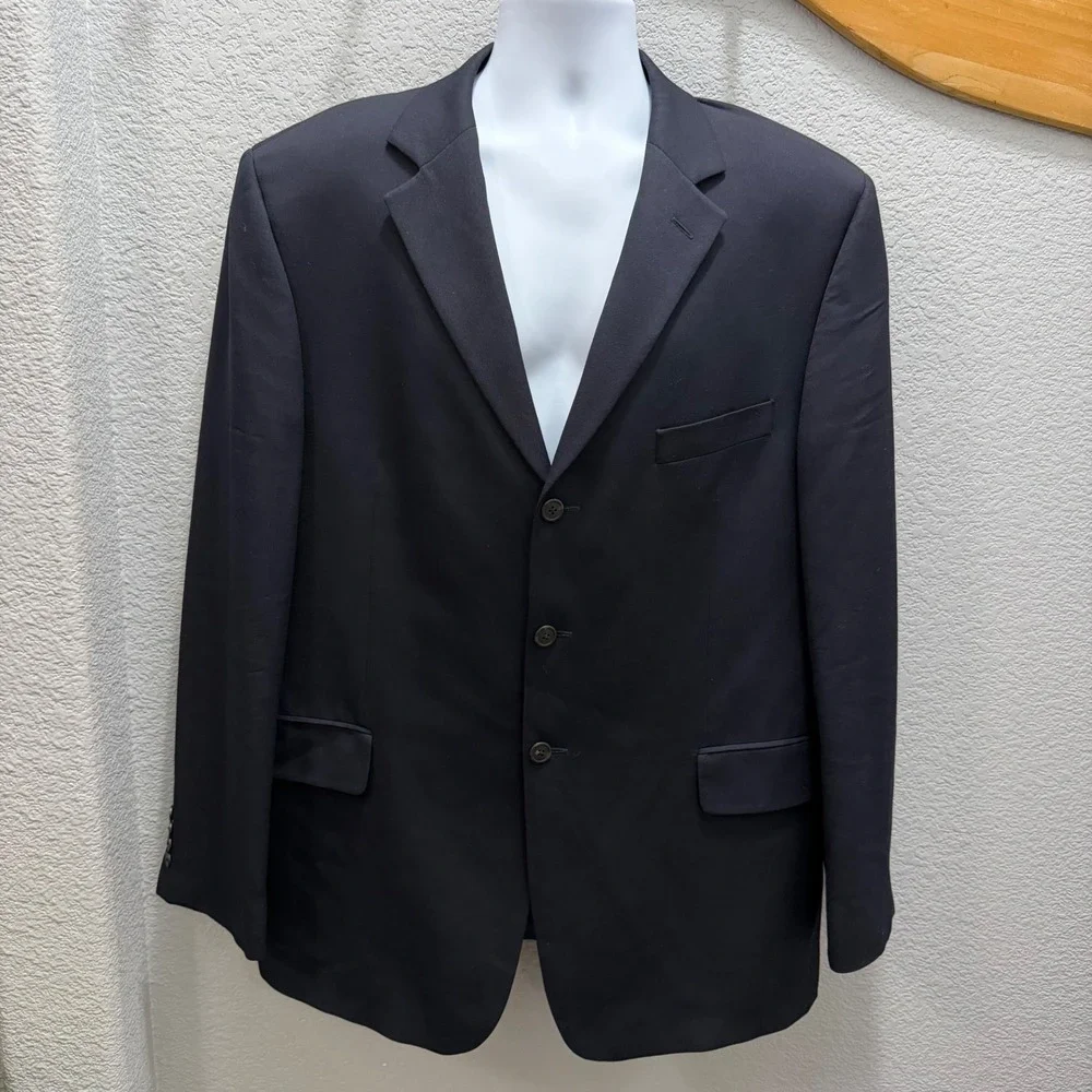 Vintage J. Crew Navy‎ Wool Blazer Jacket Men's Size 46R Made in Canada